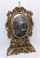 19th C. Cast Iron Table Vanity, Swivel Mirror