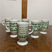 6- Green Shamrock Irish Coffee Mug / Lucky Clover