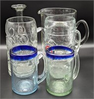 (N) clear mugs and pitcher 5-9in h