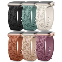6 Pack Floral Engraved Bands Compatible with Apple