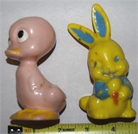 (2) Vtg Plastic Animals w/ Irvin Bunny Rabbit Fig