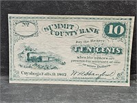 1862  US 10 Cent Fractional Note Summit Bank Ohio