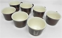 7 SMALL BROWN CERAMIC MUGS