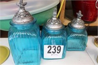 Set of (3) Blue 'Starfish' Storage Canisters