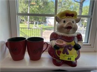 Cookie jar & coffee cups