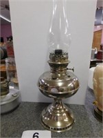 Rayo oil lamp w/glass chimney, lamp base is 14"