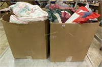 2 large boxes w/bed spreads & pillows