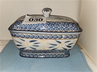 Nicely painted covered dish 10" x 12" x 8"