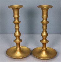 Pr. 19th C. Turned Brass Candlesticks