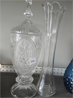 Clearglass vace and cover Compote cut glass