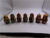 (7) Wooden NestDollLook 2" Ornaments