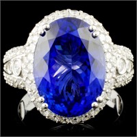 18K Gold 8.59ct Tanzanite & 1.49ctw Diamond Ring