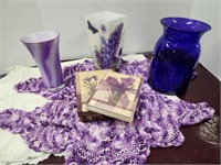 Purple Vases, Doilies, Stationery