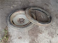 Ford tractor rim and 2 tires