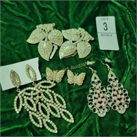Rhinestone Scarf Clips, Butterfly Pins, Earring