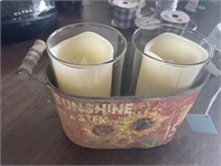 Sunshine tin with two candles
