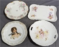 Hand-Painted Plates & Tray: Limoges, ZS Bavaria, e