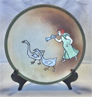 NIPPON Hand painted 8” Plate w/Lady with Geese