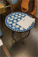 metal plant table with mosaic tile top