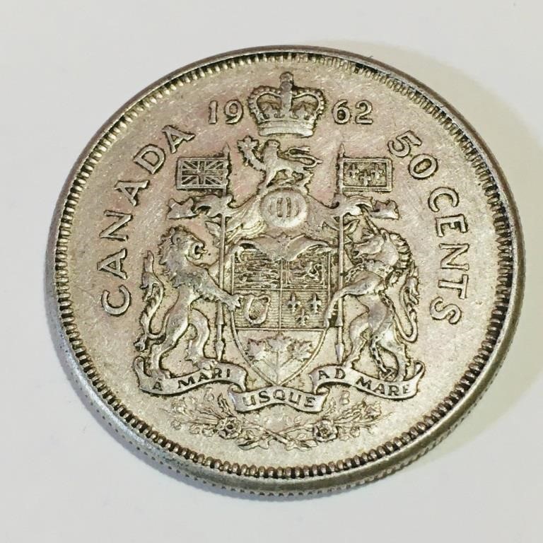 Silver 1962 Canada 50 Cent Coin