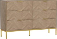 Anmytek 6 Drawer Double Dresser (Natural Oak)