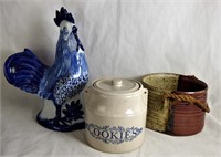 Decor Pottery Lot- Ceramic Rooster, Cookie Jar