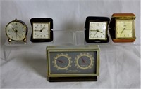 Group of Vintage Travel Alarm Clocks