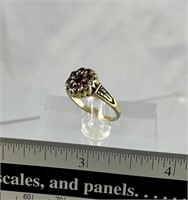 Sterling and Rhodolite garnet ring sz 6.25