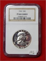 1963 Franklin Silver Half Dollar NGC PF66 Cameo