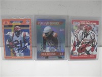 Three Signed NFL Football Cards No COA