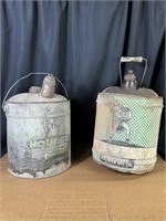 Pair Nourse Brand 5 Gallon Oil Cans