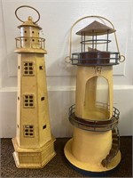 2 Decorative Metal Lighthouses