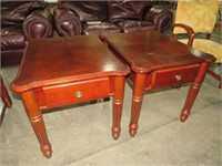 (2X) CHERRY FINISH 1 DR END TABLES