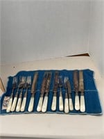 Antique 1884 J Russell Sterling Band MOP Set