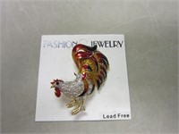 Gold tone rooster Pin