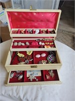 Vintage Jewelry Box with Costume Jewelry