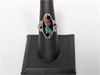 .925 Sterling Blue/Clear Stone Circle Ring Sz 8