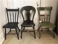 3 Country Plank Bottom Chairs