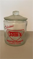 Vintage Tom’s Roasted Peanut Display Jar 10" w/Lid