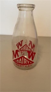 M&W Dairy one qt Milk Bottle