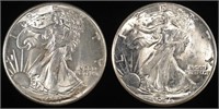 1941 & 1946-D WALKING LIBERTY HALF DOLLARS GEM BU