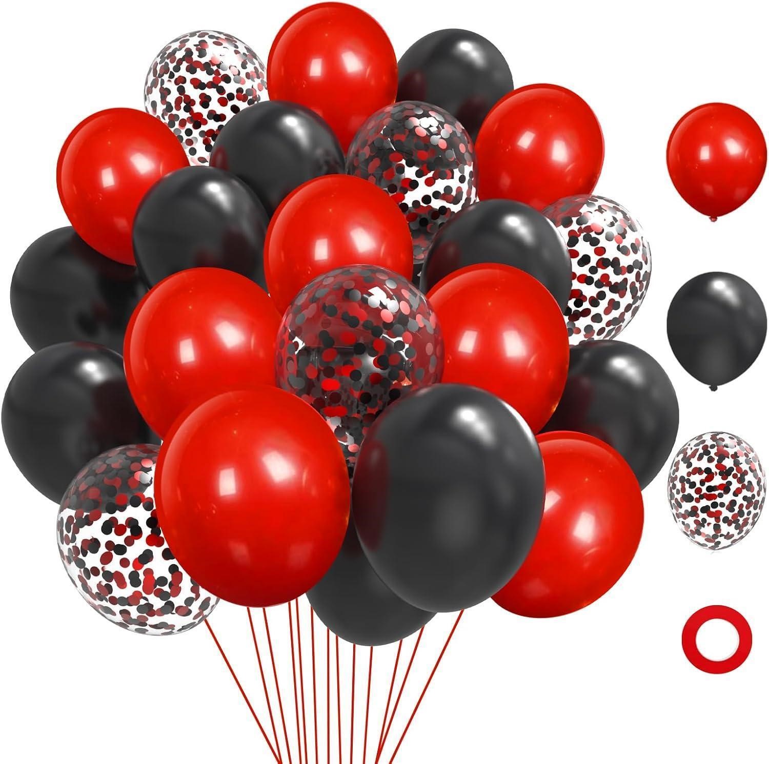SEALED-Red Black Latex Balloons x4