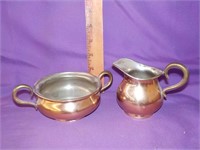 Copper brass creamer sugar Landers, Frary & Clark