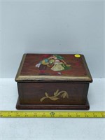 wonderful antique hand painted oak box