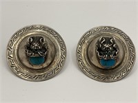 Sterling Dragon w/Turqoise Earrings 10.3 gr TW