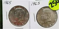 2-UNC 1965 KENEDDY HALVES