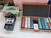 Complete Poker Chip Set in Wood Box & Card