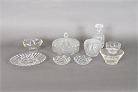 Vintage Covered Candy Dish, Decanter, Snack Set