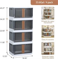 8.4 Gal Collapsible Storage Bins w Lids, Stackable