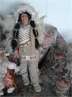 28" INDIAN CHIEF PORCELAIN DOLL